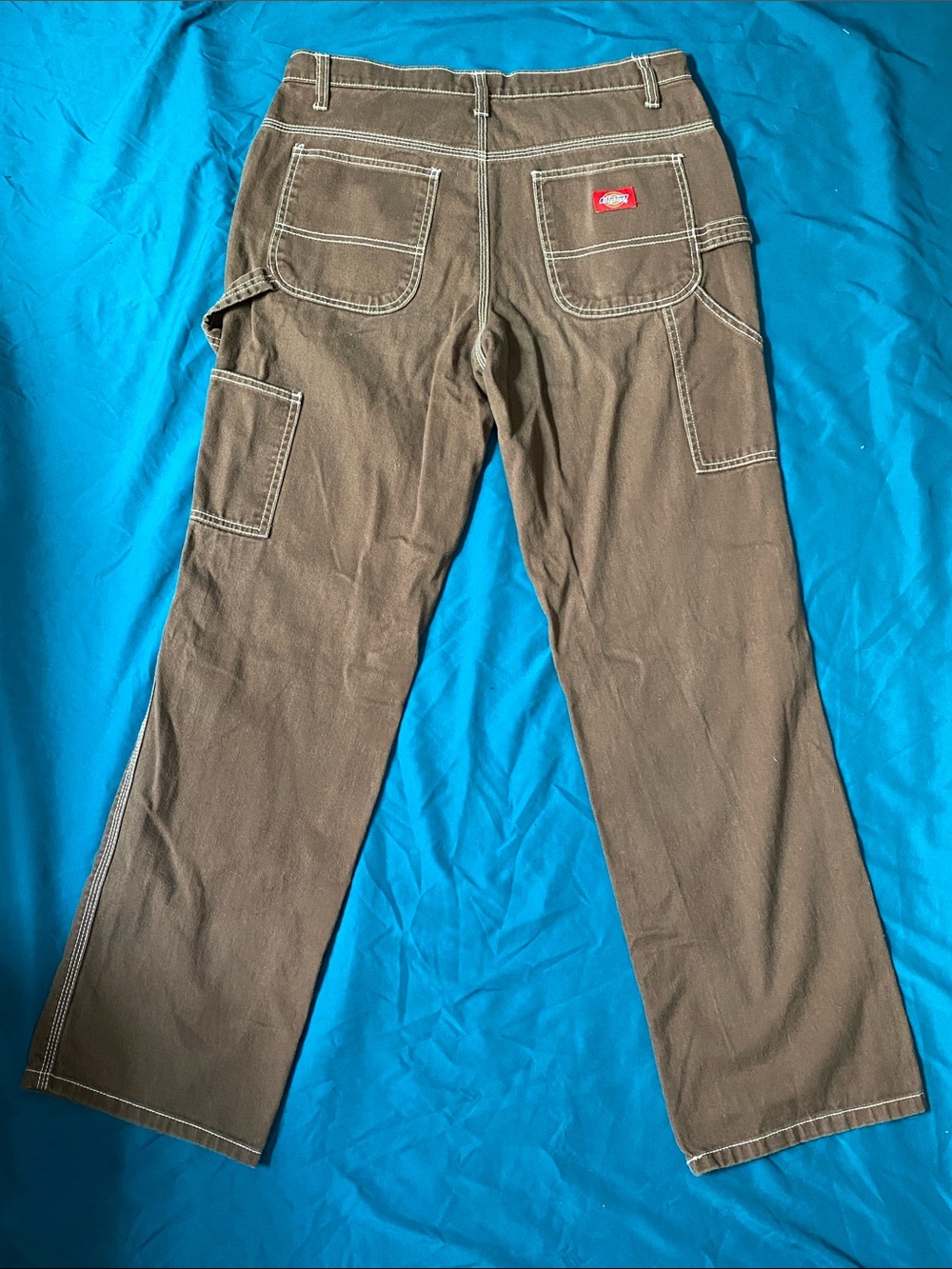 Dickies Brown Loose Straight Contrast Stitch Cotton Twill Carpenter Pants - Picture 7 of 12